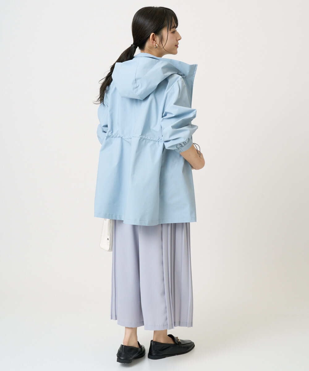 F1JFD27260 MK MICHEL KLEIN(小さいサイズ)(メゾン ドゥ サンク) 【小さいサイズ】2wayタイプライターミドル丈ブルゾン/洗える ライトブルー