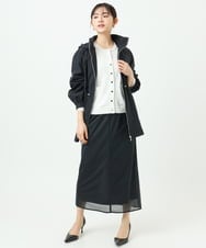 F1JFD27260 MK MICHEL KLEIN(小さいサイズ)(メゾン ドゥ サンク) 【小さいサイズ】2wayタイプライターミドル丈ブルゾン/洗える ライトブルー