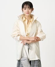 F1JFD27260 MK MICHEL KLEIN(小さいサイズ)(メゾン ドゥ サンク) 【小さいサイズ】2wayタイプライターミドル丈ブルゾン/洗える ライトブルー