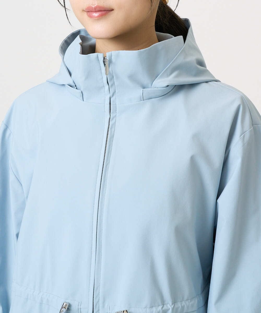 F1JFD27260 MK MICHEL KLEIN(小さいサイズ)(メゾン ドゥ サンク) 【小さいサイズ】2wayタイプライターミドル丈ブルゾン/洗える ライトブルー