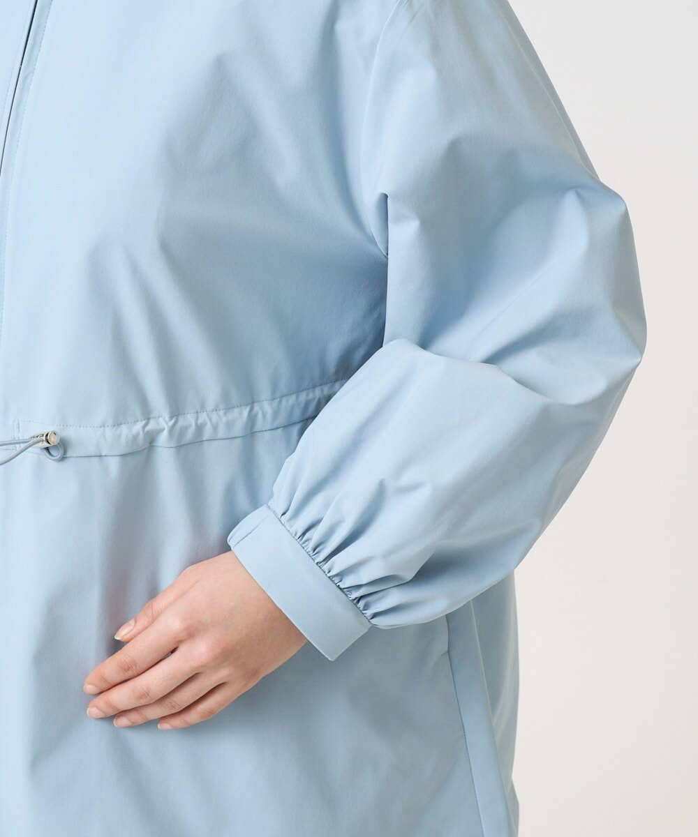 F1JFD27260 MK MICHEL KLEIN(小さいサイズ)(メゾン ドゥ サンク) 【小さいサイズ】2wayタイプライターミドル丈ブルゾン/洗える ライトブルー