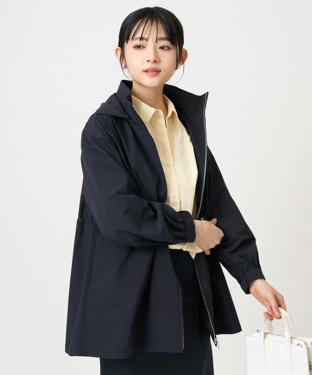 F1JFD27260 MK MICHEL KLEIN(小さいサイズ)(メゾン ドゥ サンク) 【小さいサイズ】2wayタイプライターミドル丈ブルゾン/洗える ネイビー