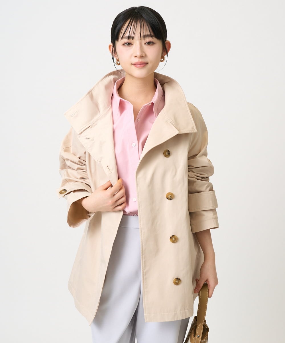 F1JFD28270 MK MICHEL KLEIN(小さいサイズ)(メゾン ドゥ サンク) 【小さいサイズ】テントライン ツイルコート/洗える ベージュ