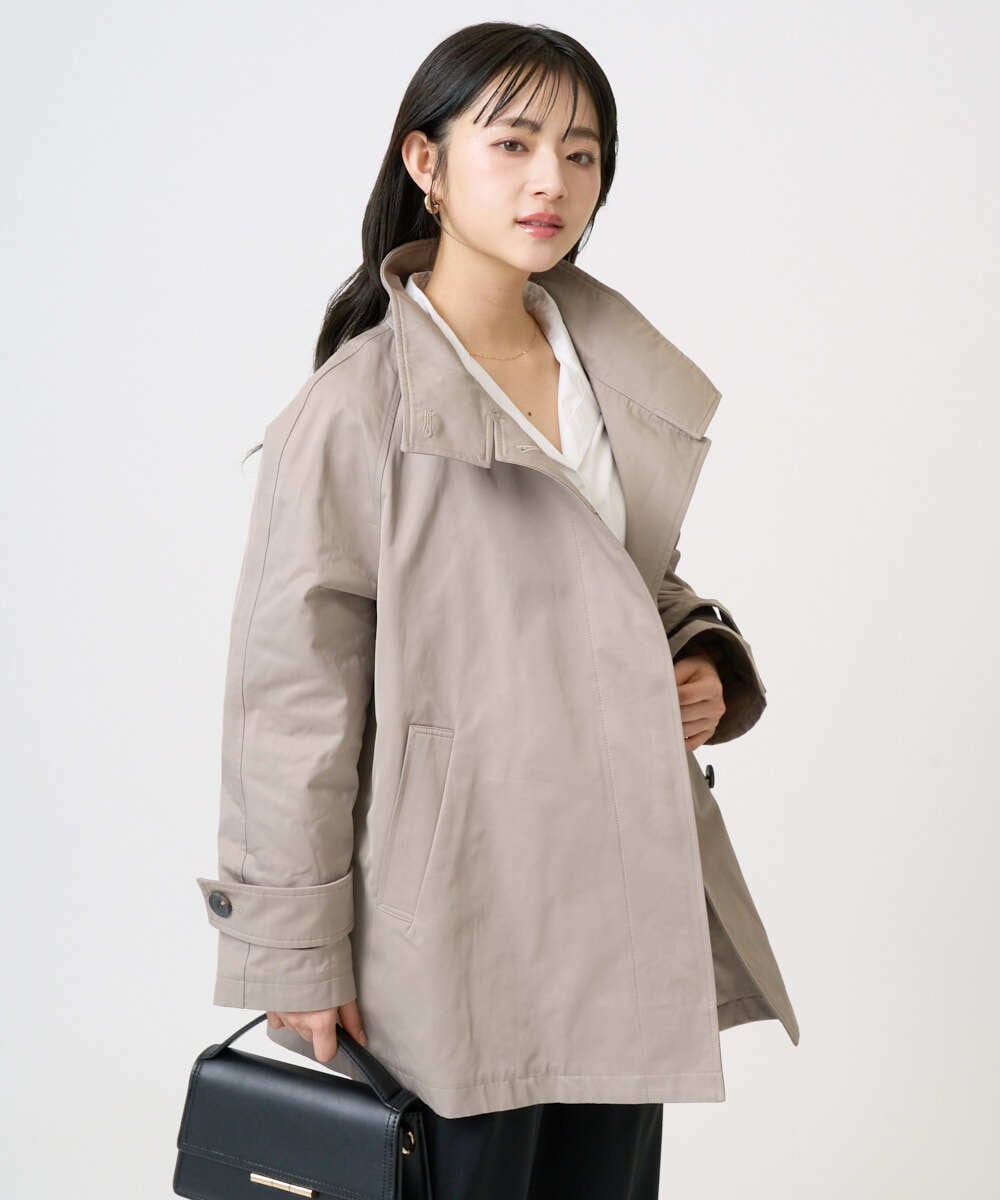 F1JFD28270 MK MICHEL KLEIN(小さいサイズ)(メゾン ドゥ サンク) 【小さいサイズ】テントライン ツイルコート/洗える ベージュ