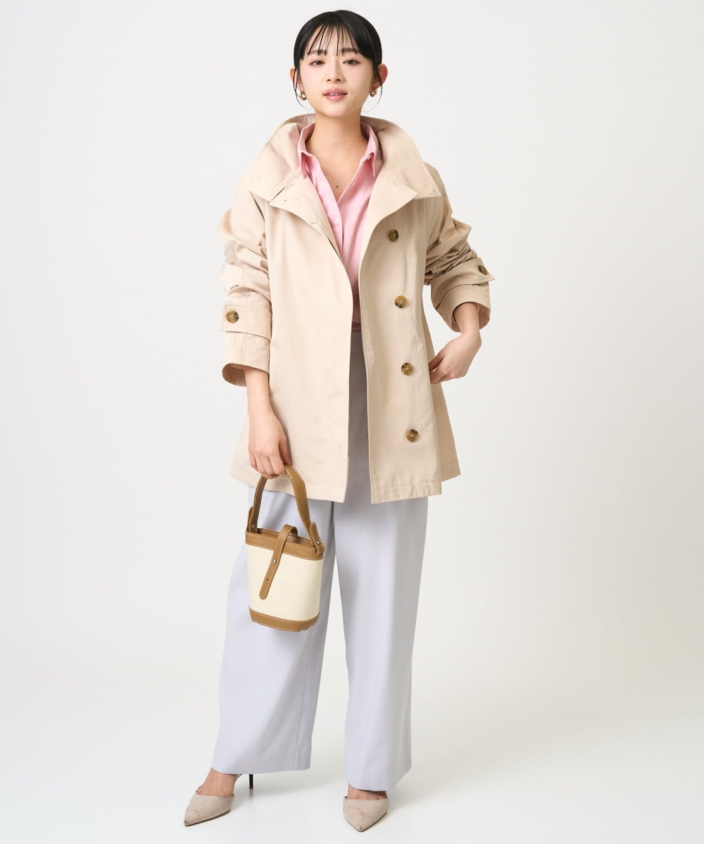 F1JFD28270 MK MICHEL KLEIN(小さいサイズ)(メゾン ドゥ サンク) 【小さいサイズ】テントライン ツイルコート/洗える ベージュ