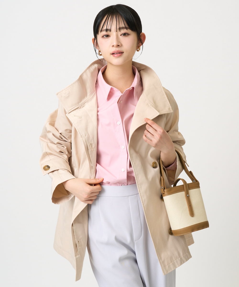 F1JFD28270 MK MICHEL KLEIN(小さいサイズ)(メゾン ドゥ サンク) 【小さいサイズ】テントライン ツイルコート/洗える ベージュ