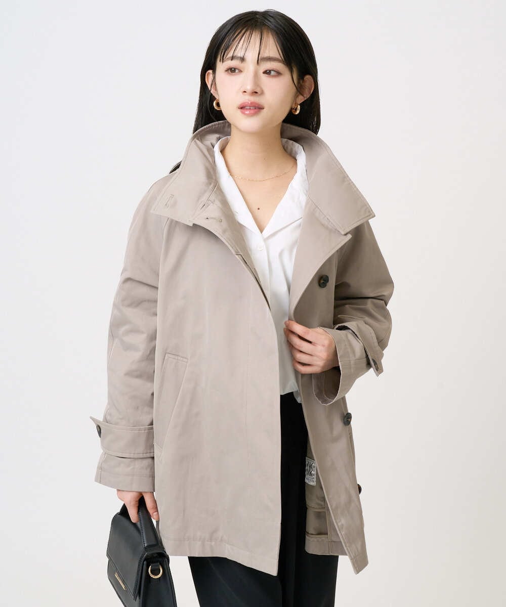 F1JFD28270 MK MICHEL KLEIN(小さいサイズ)(メゾン ドゥ サンク) 【小さいサイズ】テントライン ツイルコート/洗える モカ