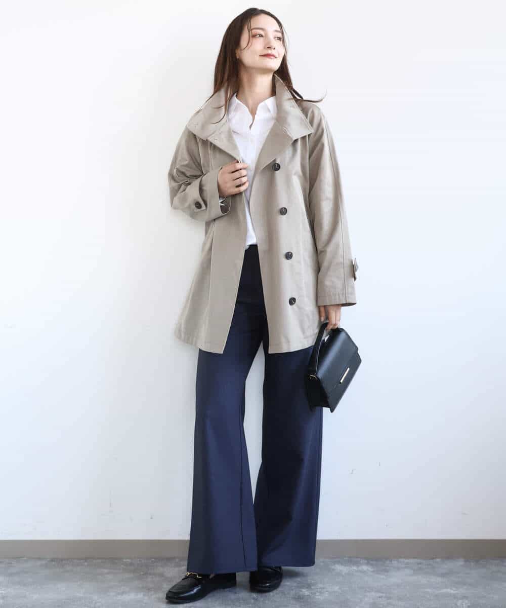 F1JFD28270 MK MICHEL KLEIN(小さいサイズ)(メゾン ドゥ サンク) 【小さいサイズ】テントライン ツイルコート/洗える モカ