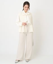 F1JFV24210 MK MICHEL KLEIN(小さいサイズ)(メゾン ドゥ サンク) 【小さいサイズ】パール調釦デザインツイードベスト/洗える アイボリー