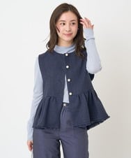 F1JFV24210 MK MICHEL KLEIN(小さいサイズ)(メゾン ドゥ サンク) 【小さいサイズ】パール調釦デザインツイードベスト/洗える アイボリー