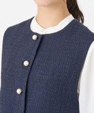 F1JFV24210 MK MICHEL KLEIN(小さいサイズ)(メゾン ドゥ サンク) 【小さいサイズ】パール調釦デザインツイードベスト/洗える アイボリー
