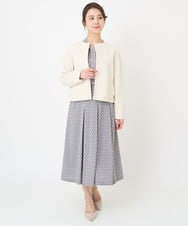 F1JFV28230 MK MICHEL KLEIN(小さいサイズ)(メゾン ドゥ サンク) 【小さいサイズ】ダイヤキルトジャガードノーカラーブルゾン/洗える ネイビー