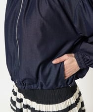 F1JGA30210 MK MICHEL KLEIN(小さいサイズ)(メゾン ドゥ サンク) 【小さいサイズ】デニムライクノーカラーブルゾン/洗える ネイビー