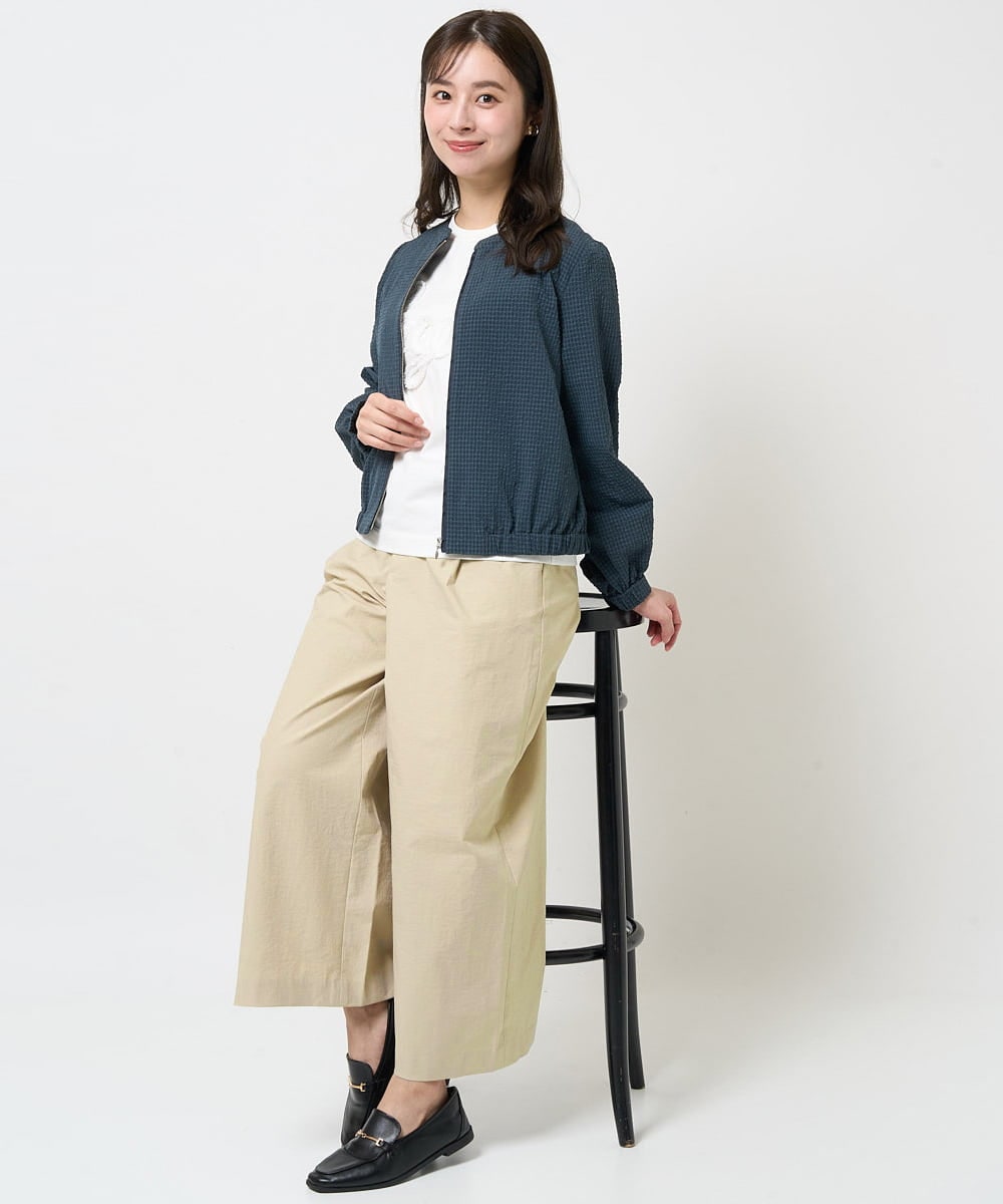 F1JGA35230 MK MICHEL KLEIN(小さいサイズ)(メゾン ドゥ サンク) 【小さいサイズ】ポコポコノーカラーブルゾン/洗える ラベンダー
