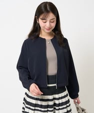 F1JGA37220 MK MICHEL KLEIN(小さいサイズ)(メゾン ドゥ サンク) 【小さいサイズ】ツイルノーカラーライトブルゾン/洗える ネイビー
