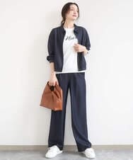 F1JGD36210 MK MICHEL KLEIN(小さいサイズ)(メゾン ドゥ サンク) 【小さいサイズ】[SANAGARAシリーズ]デニムライク 襟付きジップアップブルゾン/接触冷感/UVカット/洗濯機で洗える ネイビー