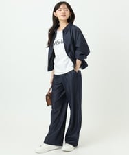F1JGD36210 MK MICHEL KLEIN(小さいサイズ)(メゾン ドゥ サンク) 【小さいサイズ】[SANAGARAシリーズ]デニムライク 襟付きジップアップブルゾン/接触冷感/UVカット/洗濯機で洗える ネイビー