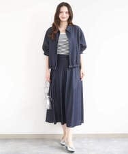 F1JGD36210 MK MICHEL KLEIN(小さいサイズ)(メゾン ドゥ サンク) 【小さいサイズ】[SANAGARAシリーズ]デニムライク 襟付きジップアップブルゾン/接触冷感/UVカット/洗濯機で洗える ネイビー