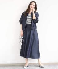 F1JGD36210 MK MICHEL KLEIN(小さいサイズ)(メゾン ドゥ サンク) 【小さいサイズ】[SANAGARAシリーズ]デニムライク 襟付きジップアップブルゾン/接触冷感/UVカット/洗濯機で洗える ネイビー