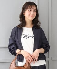 F1JGD36210 MK MICHEL KLEIN(小さいサイズ)(メゾン ドゥ サンク) 【小さいサイズ】[SANAGARAシリーズ]デニムライク 襟付きジップアップブルゾン/接触冷感/UVカット/洗濯機で洗える ネイビー