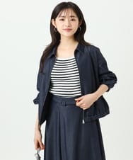 F1JGD36210 MK MICHEL KLEIN(小さいサイズ)(メゾン ドゥ サンク) 【小さいサイズ】[SANAGARAシリーズ]デニムライク 襟付きジップアップブルゾン/接触冷感/UVカット/洗濯機で洗える ネイビー