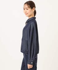 F1JGD36210 MK MICHEL KLEIN(小さいサイズ)(メゾン ドゥ サンク) 【小さいサイズ】[SANAGARAシリーズ]デニムライク 襟付きジップアップブルゾン/接触冷感/UVカット/洗濯機で洗える ネイビー