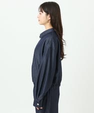 F1JGD36210 MK MICHEL KLEIN(小さいサイズ)(メゾン ドゥ サンク) 【小さいサイズ】[SANAGARAシリーズ]デニムライク 襟付きジップアップブルゾン/接触冷感/UVカット/洗濯機で洗える ネイビー