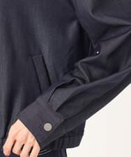 F1JGD36210 MK MICHEL KLEIN(小さいサイズ)(メゾン ドゥ サンク) 【小さいサイズ】[SANAGARAシリーズ]デニムライク 襟付きジップアップブルゾン/接触冷感/UVカット/洗濯機で洗える ネイビー