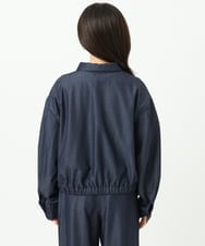 F1JGD36210 MK MICHEL KLEIN(小さいサイズ)(メゾン ドゥ サンク) 【小さいサイズ】[SANAGARAシリーズ]デニムライク 襟付きジップアップブルゾン/接触冷感/UVカット/洗濯機で洗える ネイビー