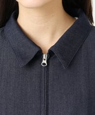 F1JGD36210 MK MICHEL KLEIN(小さいサイズ)(メゾン ドゥ サンク) 【小さいサイズ】[SANAGARAシリーズ]デニムライク 襟付きジップアップブルゾン/接触冷感/UVカット/洗濯機で洗える ネイビー