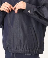 F1JGD36210 MK MICHEL KLEIN(小さいサイズ)(メゾン ドゥ サンク) 【小さいサイズ】[SANAGARAシリーズ]デニムライク 襟付きジップアップブルゾン/接触冷感/UVカット/洗濯機で洗える ネイビー