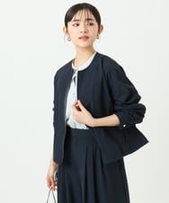 F1JGD37220 MK MICHEL KLEIN(小さいサイズ)(メゾン ドゥ サンク) 【小さいサイズ】ストレッチライトブルゾン/洗える ネイビー