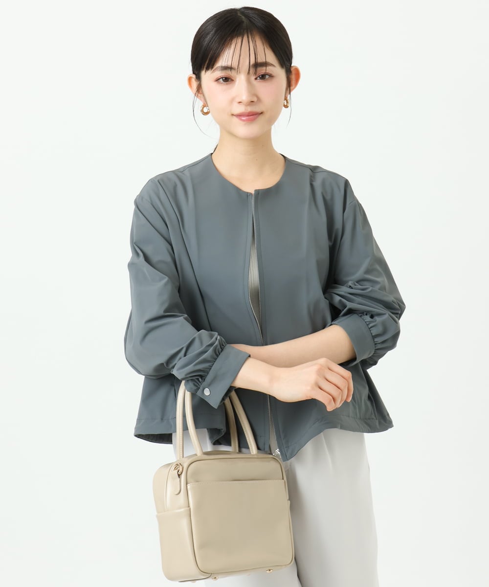 F1JGD37220 MK MICHEL KLEIN(小さいサイズ) 【小さいサイズ】ストレッチライトブルゾン/洗える