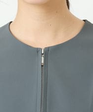 F1JGD37220 MK MICHEL KLEIN(小さいサイズ)(メゾン ドゥ サンク) 【小さいサイズ】ストレッチライトブルゾン/洗える ダークグレー