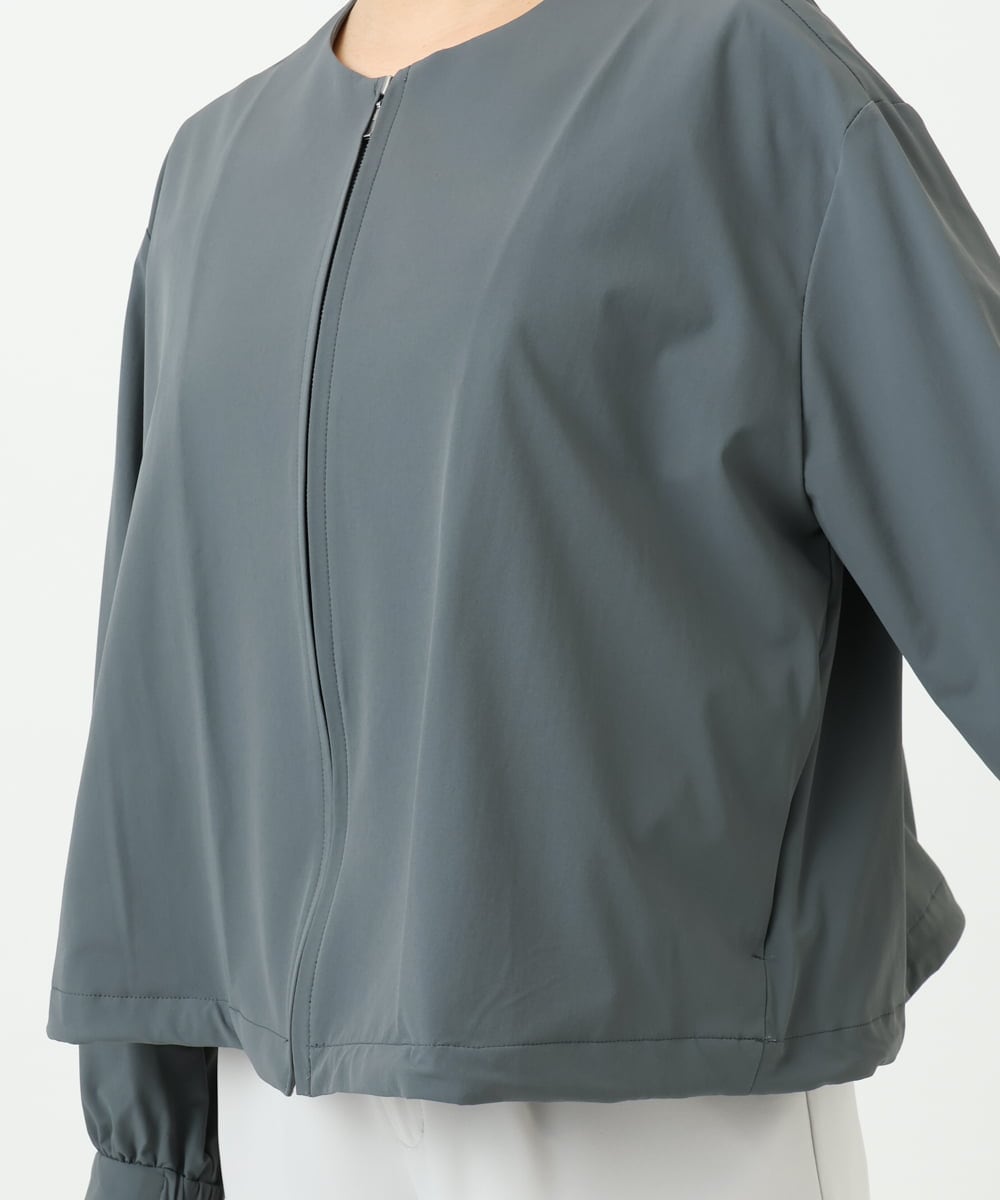 F1JGD37220 MK MICHEL KLEIN(小さいサイズ)(メゾン ドゥ サンク) 【小さいサイズ】ストレッチライトブルゾン/洗える ダークグレー