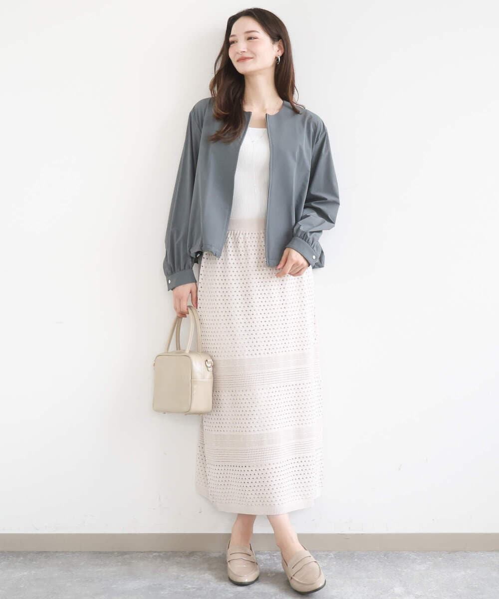 F1JGD37220 MK MICHEL KLEIN(小さいサイズ)(メゾン ドゥ サンク) 【小さいサイズ】ストレッチライトブルゾン/洗える ダークグレー