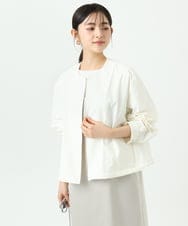 F1JGD37220 MK MICHEL KLEIN(小さいサイズ)(メゾン ドゥ サンク) 【小さいサイズ】ストレッチライトブルゾン/洗える ダークグレー