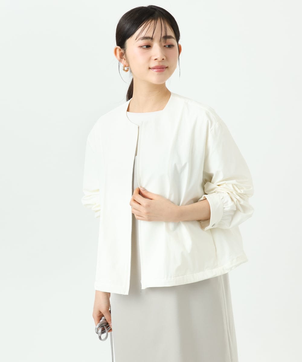 F1JGD37220 MK MICHEL KLEIN(小さいサイズ)(メゾン ドゥ サンク) 【小さいサイズ】ストレッチライトブルゾン/洗える ダークグレー
