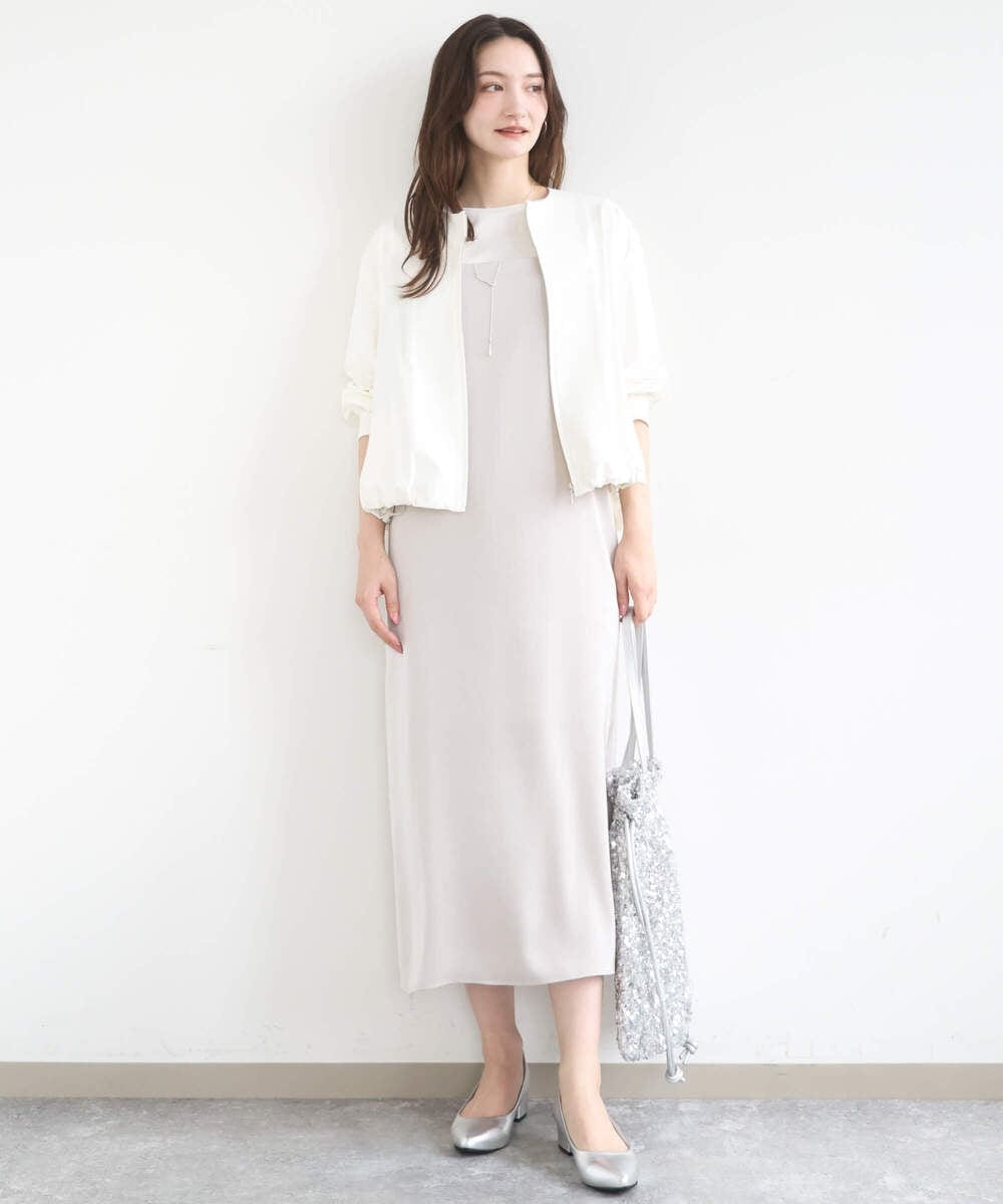 F1JGD37220 MK MICHEL KLEIN(小さいサイズ)(メゾン ドゥ サンク) 【小さいサイズ】ストレッチライトブルゾン/洗える ダークグレー