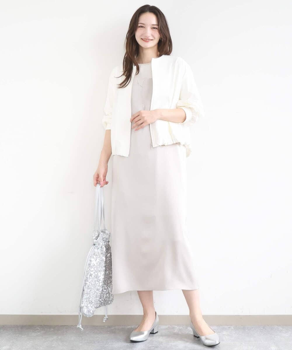 F1JGD37220 MK MICHEL KLEIN(小さいサイズ)(メゾン ドゥ サンク) 【小さいサイズ】ストレッチライトブルゾン/洗える ダークグレー