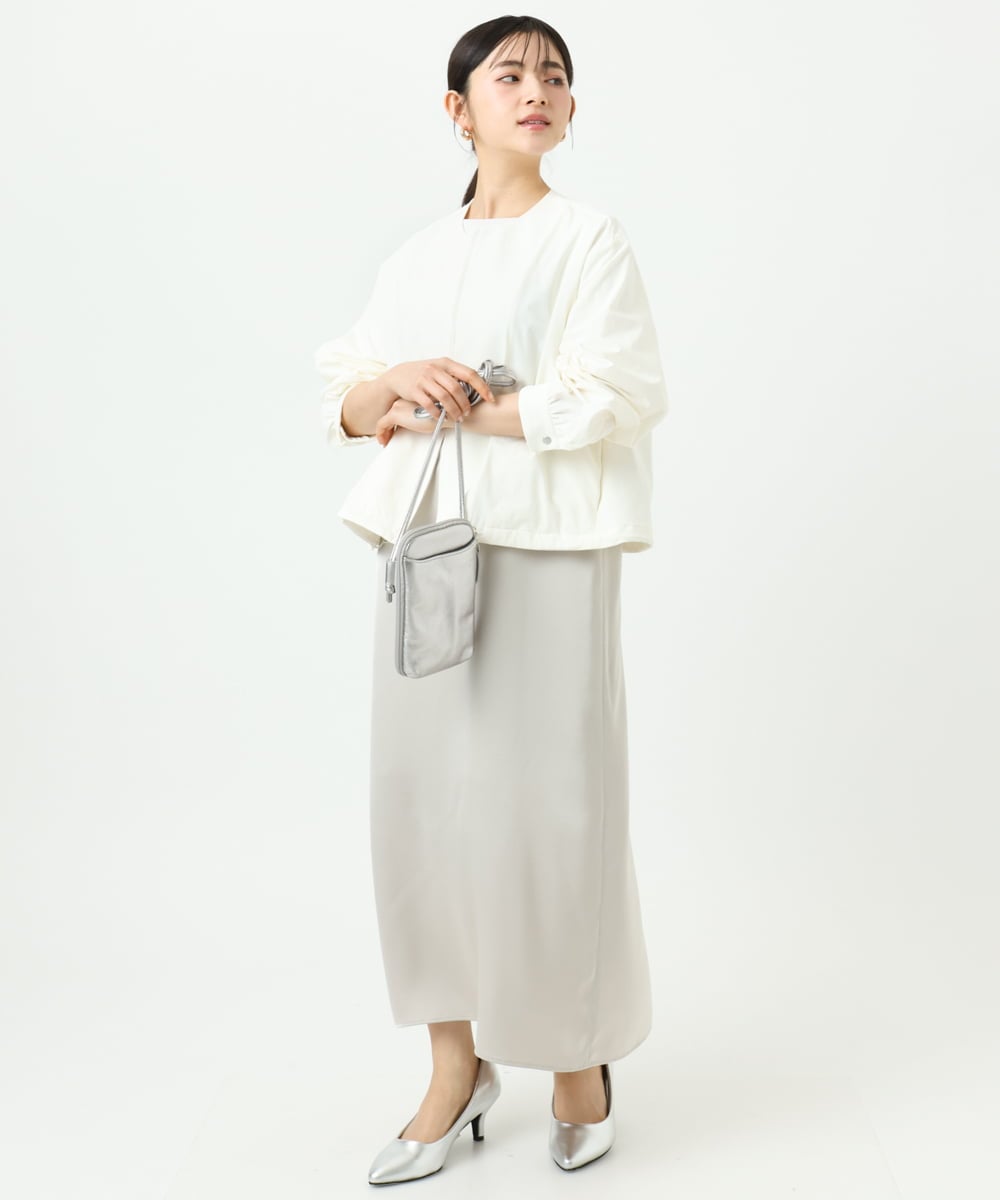 F1JGD37220 MK MICHEL KLEIN(小さいサイズ)(メゾン ドゥ サンク) 【小さいサイズ】ストレッチライトブルゾン/洗える ダークグレー