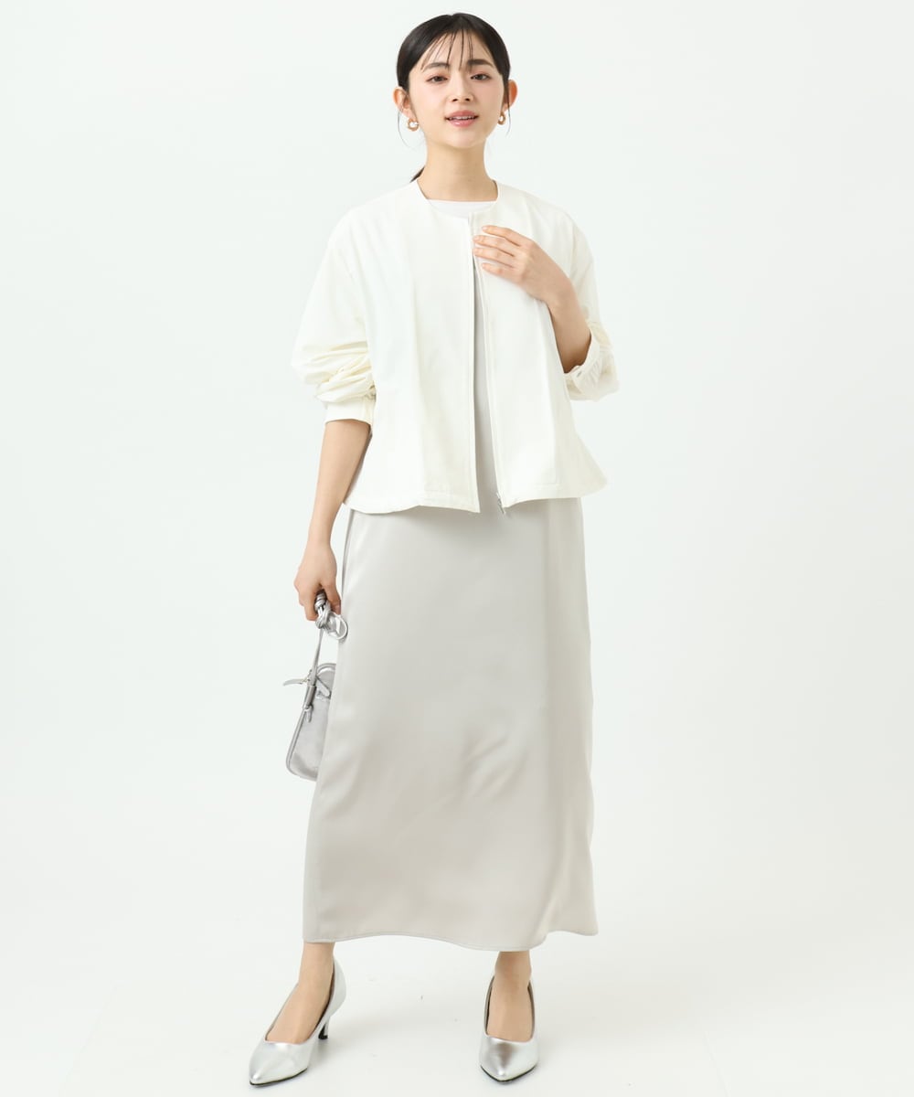 F1JGD37220 MK MICHEL KLEIN(小さいサイズ)(メゾン ドゥ サンク) 【小さいサイズ】ストレッチライトブルゾン/洗える ダークグレー