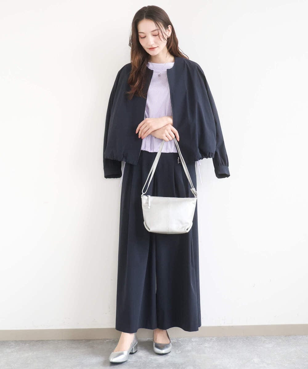 F1JGD37220 MK MICHEL KLEIN(小さいサイズ)(メゾン ドゥ サンク) 【小さいサイズ】ストレッチライトブルゾン/洗える ダークグレー