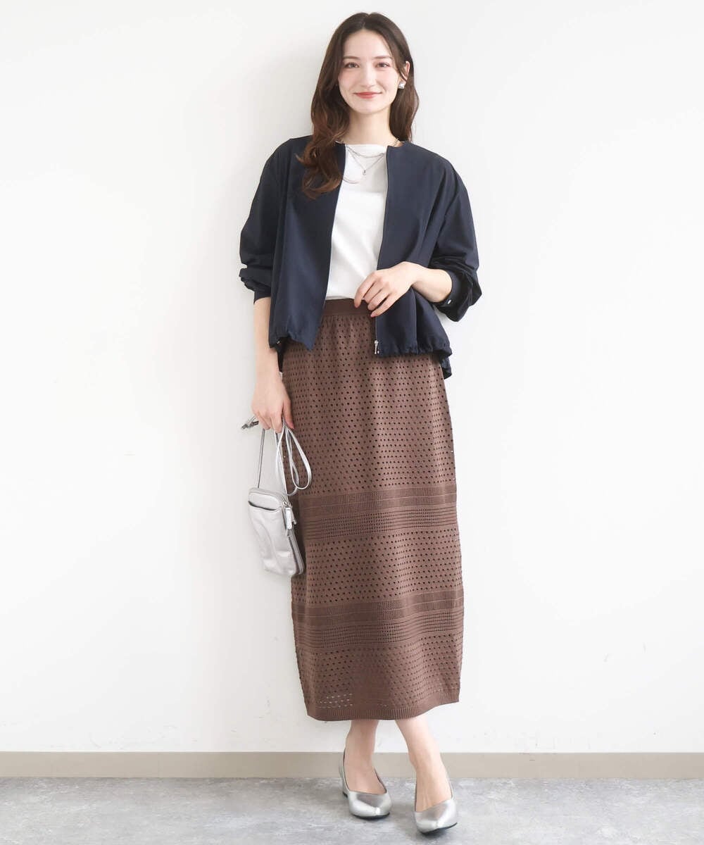 F1JGD37220 MK MICHEL KLEIN(小さいサイズ)(メゾン ドゥ サンク) 【小さいサイズ】ストレッチライトブルゾン/洗える ダークグレー