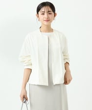 F1JGD37220 MK MICHEL KLEIN(小さいサイズ)(メゾン ドゥ サンク) 【小さいサイズ】ストレッチライトブルゾン/洗える ダークグレー