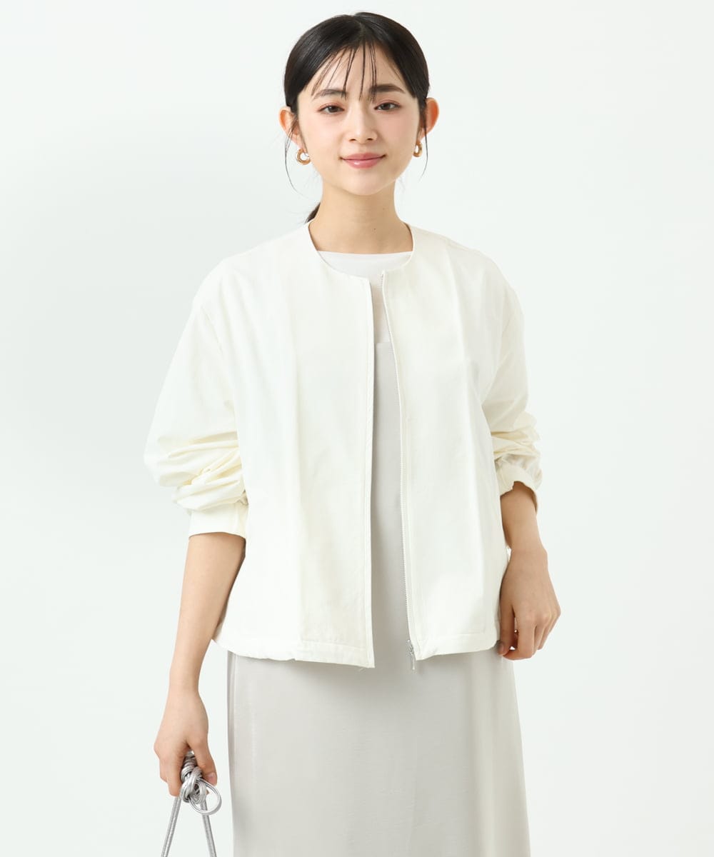 F1JGD37220 MK MICHEL KLEIN(小さいサイズ)(メゾン ドゥ サンク) 【小さいサイズ】ストレッチライトブルゾン/洗える ダークグレー
