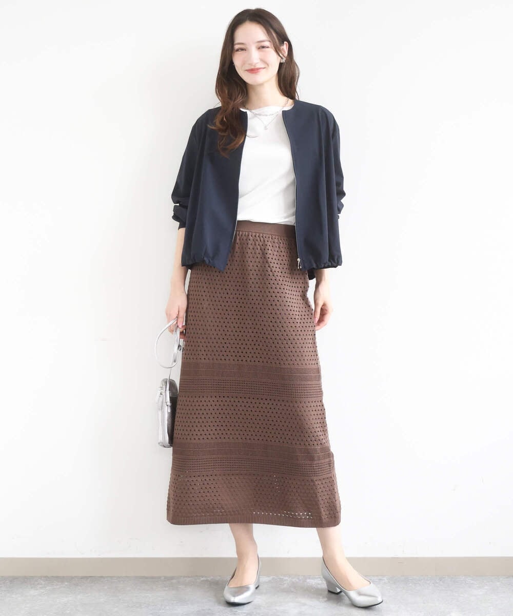 F1JGD37220 MK MICHEL KLEIN(小さいサイズ)(メゾン ドゥ サンク) 【小さいサイズ】ストレッチライトブルゾン/洗える ダークグレー