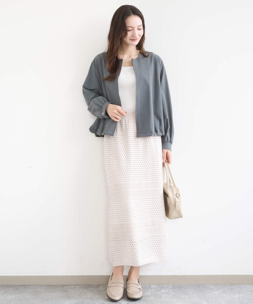 F1JGD37220 MK MICHEL KLEIN(小さいサイズ)(メゾン ドゥ サンク) 【小さいサイズ】ストレッチライトブルゾン/洗える ダークグレー