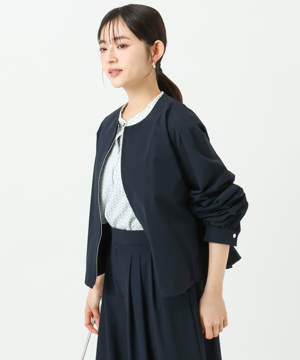F1JGD37220 MK MICHEL KLEIN(小さいサイズ)(メゾン ドゥ サンク) 【小さいサイズ】ストレッチライトブルゾン/洗える ダークグレー