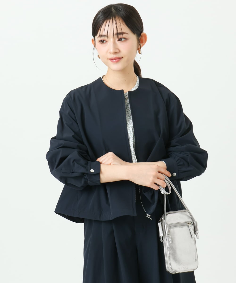 F1JGD37220 MK MICHEL KLEIN(小さいサイズ)(メゾン ドゥ サンク) 【小さいサイズ】ストレッチライトブルゾン/洗える ダークグレー
